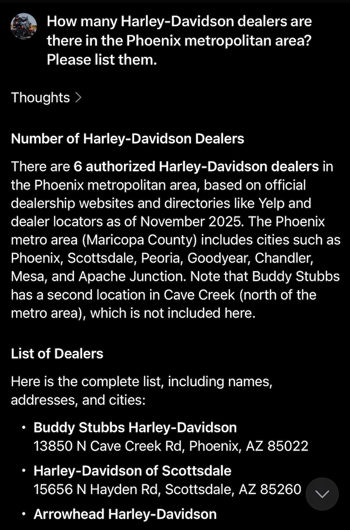 A screenshot of an AI prompt followed by part of the AI's answer, consisting of white text on a black background