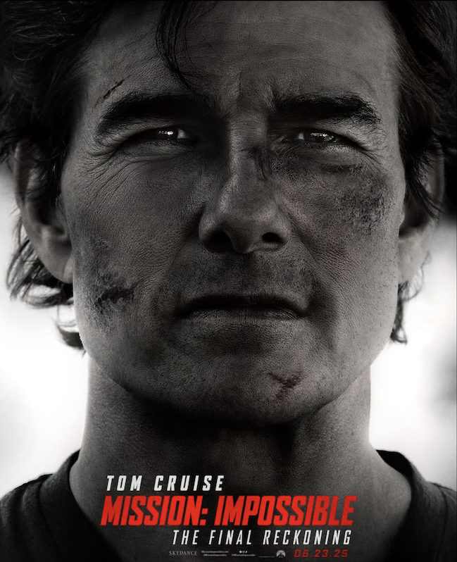 A black and white portrait of Tom Cruise, with his name, the movie's title, and the release date at the bottom